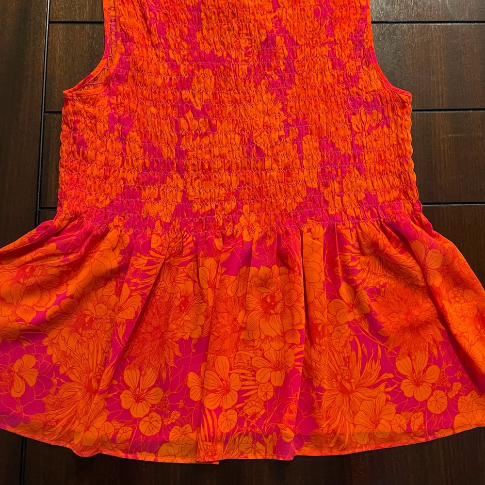 Rose & Olive Orange and Pink Smocked Blouse